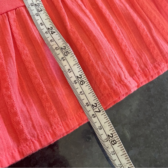 Crown & Ivy coral orange color blouson sleeve and ruffle drop waist knit Top XL - Picture 9 of 9